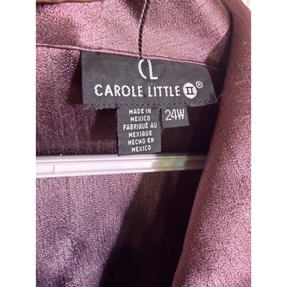 Carole Little 24W Plus Cowl Neck Tunic Mauve Satin Trim Lagenlook - Picture 5 of 9